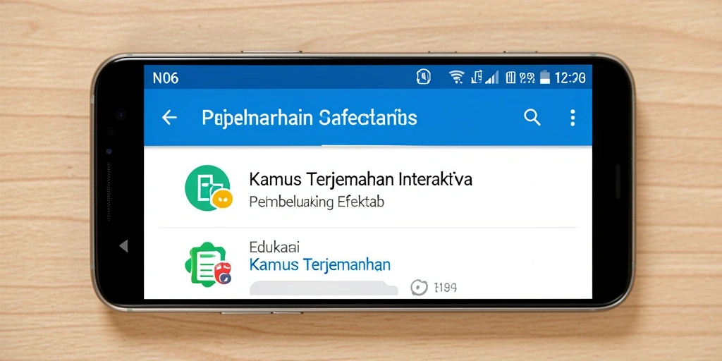 Antarmuka aplikasi N06 dengan fitur Kamus Terjemahan yang intuitif.
