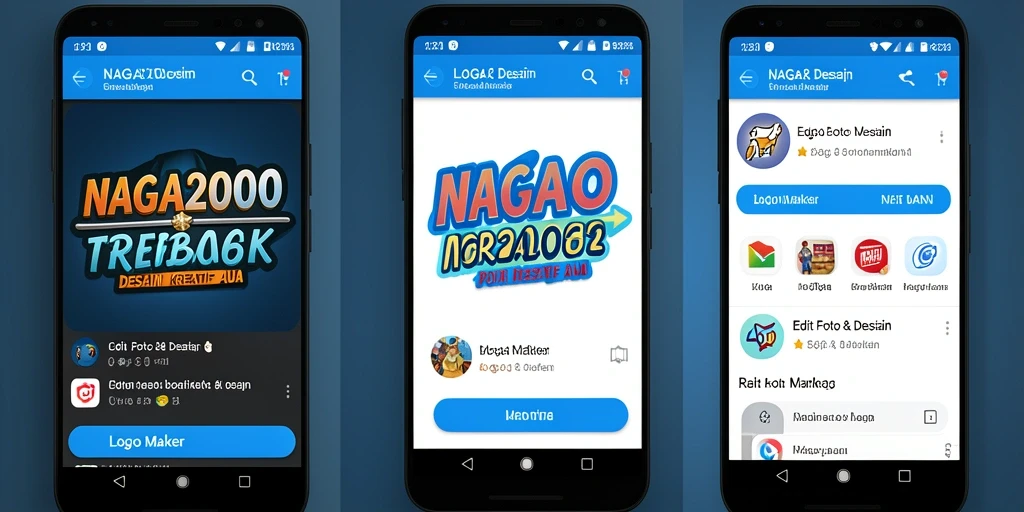 Tampilan antarmuka pengguna NAGA2000 untuk pembuatan logo.