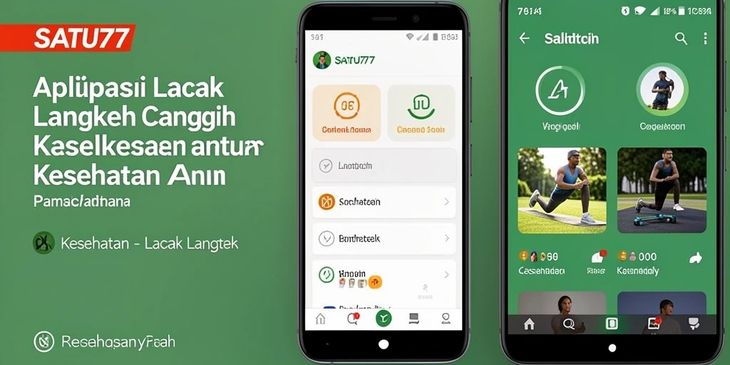 Antarmuka sederhana SATU77 yang menampilkan langkah harian.