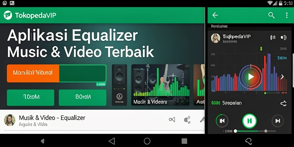 Antarmuka TOKOPEDIAVIP yang intuitif dan fitur Equalizer terbaik.