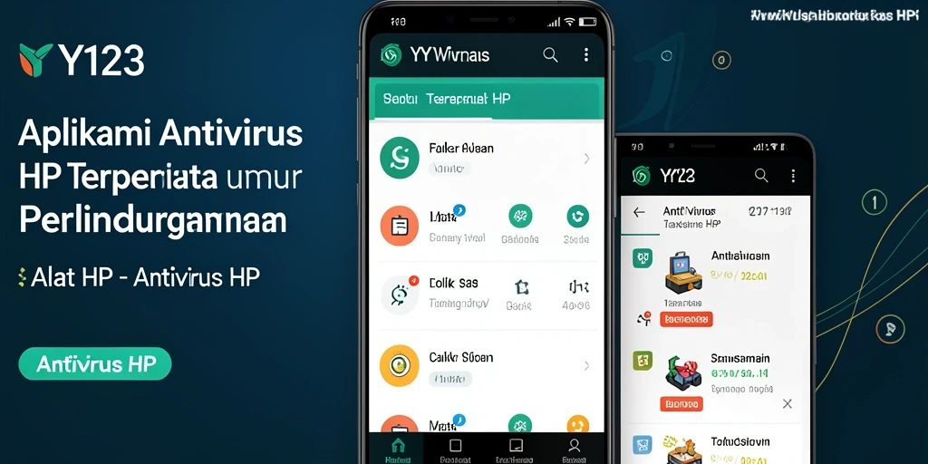 Antarmuka utama YY123 yang menampilkan fitur perlindungan antivirus.